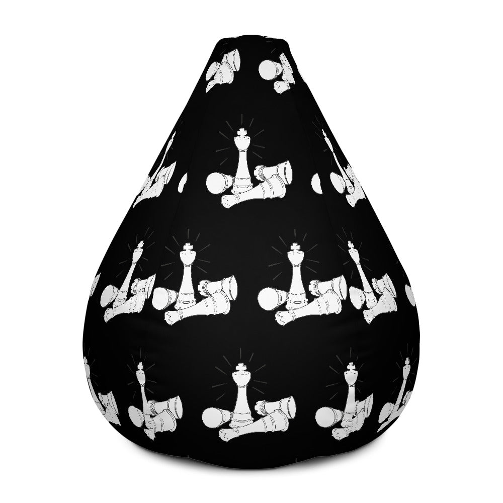 White on black chess pieces Bean Bag Chair w/ filling