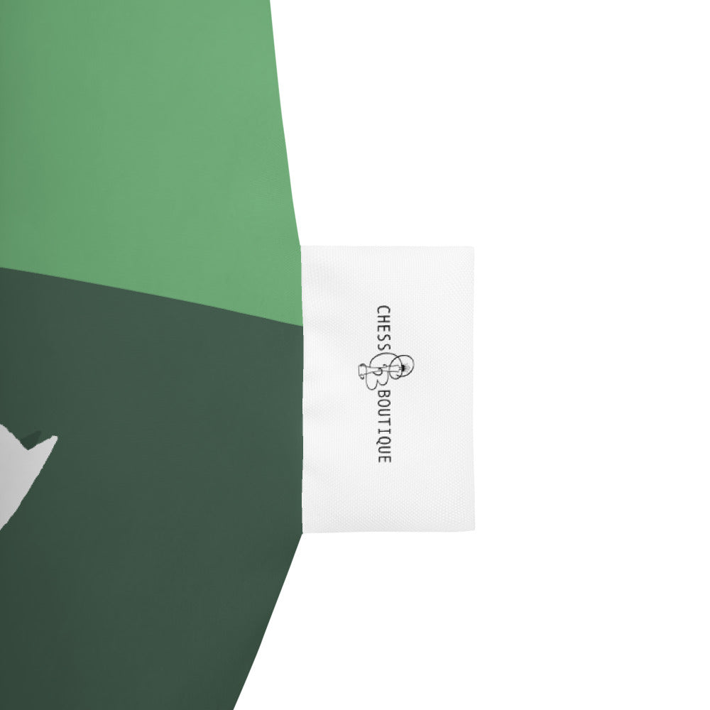 Chess pieces lineup white on green Bean Bag Chair w/ filling