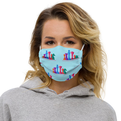 Colorful Chess Pieces standing guard Face mask