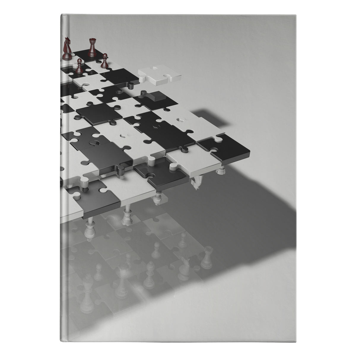 Chess puzzle board and pieces hardcover journal