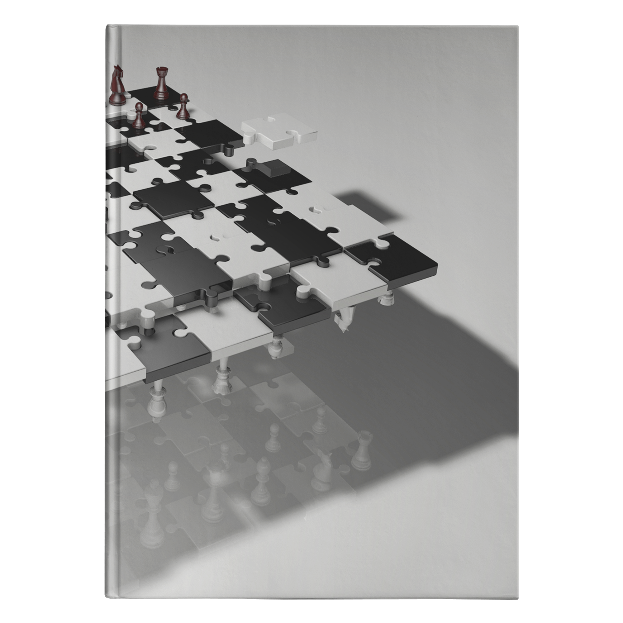Chess puzzle board and pieces hardcover journal