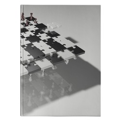 Chess puzzle board and pieces hardcover journal