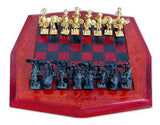 Tribal Warfare Brass and Leather Chess Set