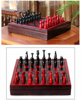 Handcrafted African Wood and Leather Chess Set