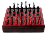 Handcrafted African Wood and Leather Chess Set