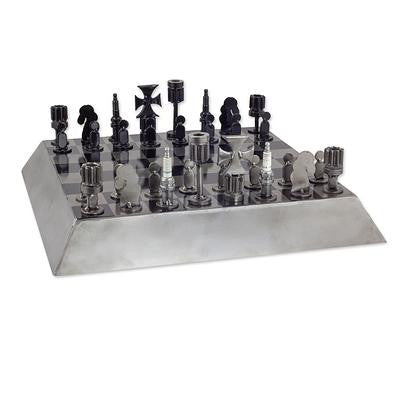 Artisan Crafted Recycled Metal Chess Set Game, 'Rustic Pyramid' - Chess ...