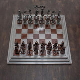 Rustic Chess Set Made Using Recycled Car Parts, 'Pre-Hispanic Battle in Brown'