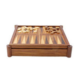 Versatile Combination Wood Chess and Backgammon Set, 'The Fun Begins'