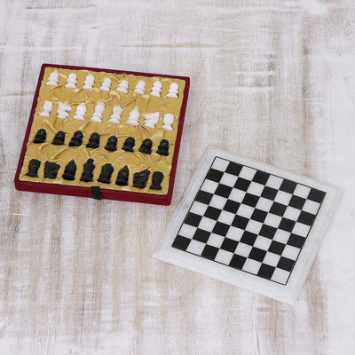 Handcrafted Black and White Marble Chess Set