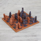 Ceramic and Wood Chess Set in Black and Brown - Hand made in Mexico