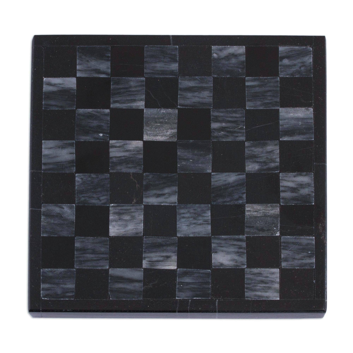 Handcrafted Mini Marble Chess Set in Black and Grey
