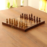 Babul Acacia Haldu Wood Chess Set with Storage