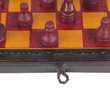 Red and Yellow Leather Travel Chess Set - Hand made in Ghana