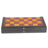 Red and Yellow Leather Travel Chess Set - Hand made in Ghana