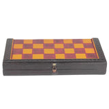 Red and Yellow Leather Travel Chess Set - Hand made in Ghana