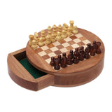 Handcrafted Mini Circular Acacia and Kadam Wood Chess Set