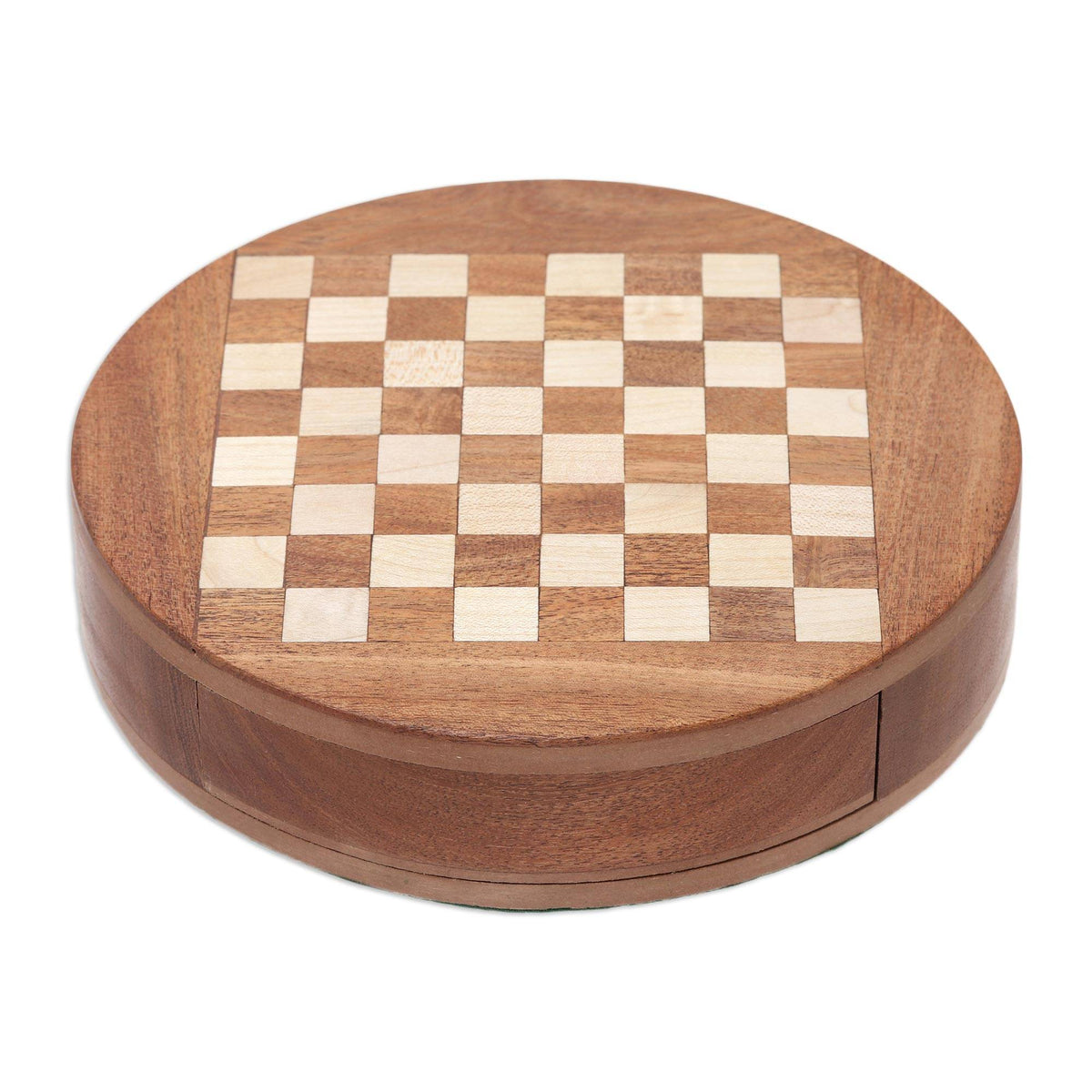 Handcrafted Round Acacia and Kadam Mini Wood Chess Set