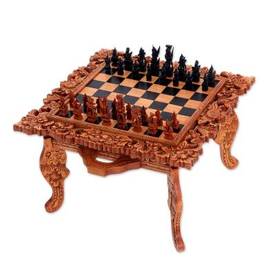 Wood Sculpted Story of Rama - Chess Set