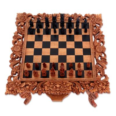 Wood Sculpted Story of Rama - Chess Set