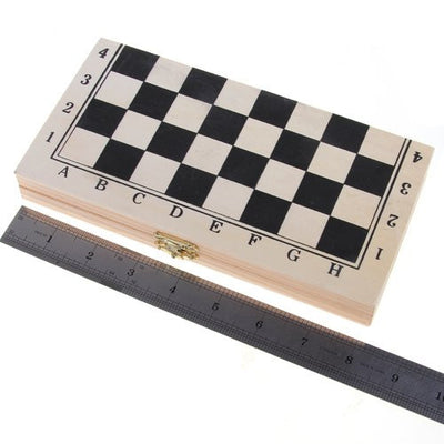 Foldable Wooden Chessboard Travel Chess Set with Lock and Hinges