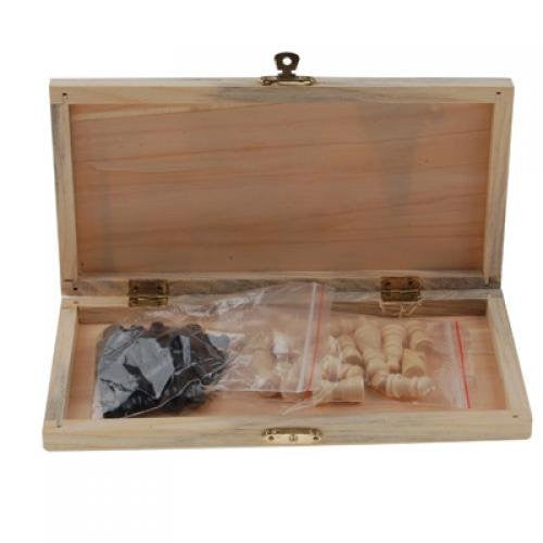 Foldable Wooden Chessboard Travel Chess Set with Lock and Hinges