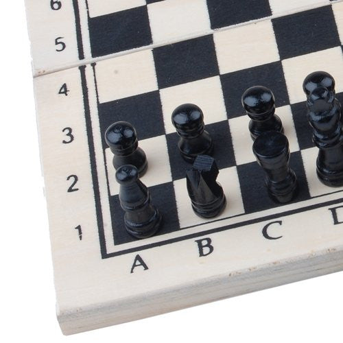 Foldable Wooden Chessboard Travel Chess Set with Lock and Hinges