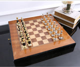 Exquisite Metal and wood Chess Set with builtin storage