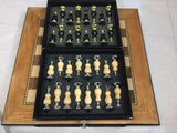 Exquisite Metal and wood Chess Set with builtin storage