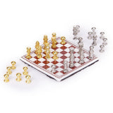 Dollhouse Miniature American Metal Chess Set Silver And Gold