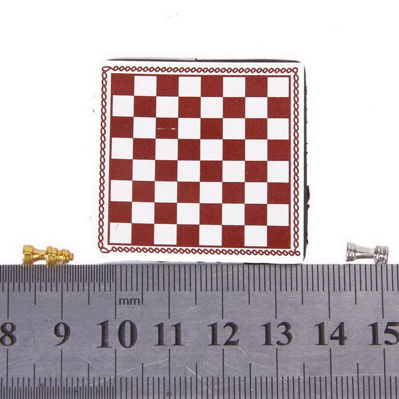 Dollhouse Miniature American Metal Chess Set Silver And Gold