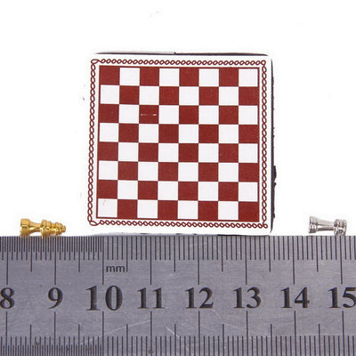 Dollhouse Miniature American Metal Chess Set Silver And Gold