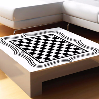 60x60cm PVC Vinyl Black International Chess Board Tea Table Glass Desk Sticker