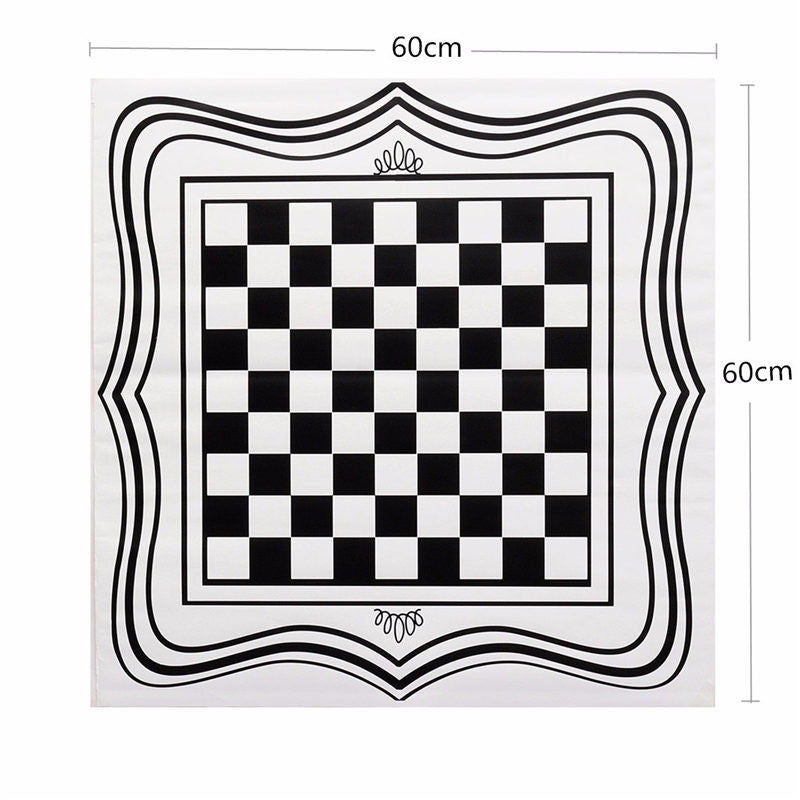 60x60cm PVC Vinyl Black International Chess Board Tea Table Glass Desk Sticker