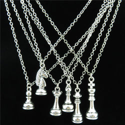 Vintage Silver Chess Necklace with Pendant