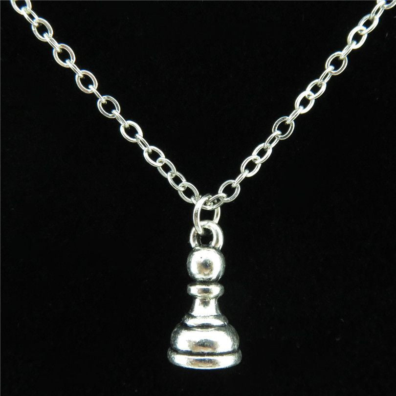 Vintage Silver Chess Necklace with Pendant