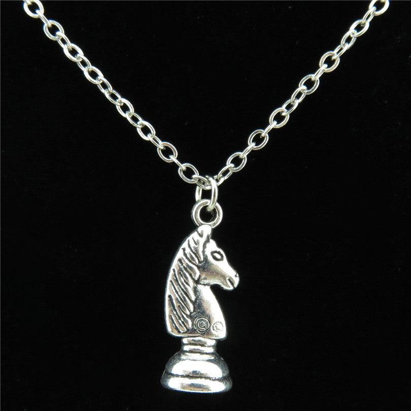 Vintage Silver Chess Necklace with Pendant