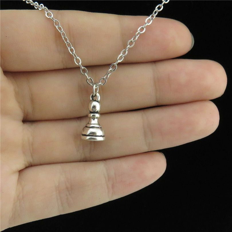 Vintage Silver Chess Necklace with Pendant