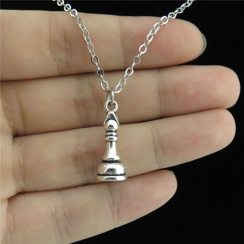 Vintage Silver Chess Necklace with Pendant
