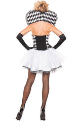 Three-piece Black And White Heart Printed Adult Make Up Costumes