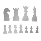 Playful Artistic Wall Decor with Mirror Wall Decal Silver - 11 Chess Pieces