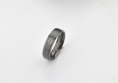 Black plated color stainless steel HIS QUEEN and HER KING couple rings for lovers