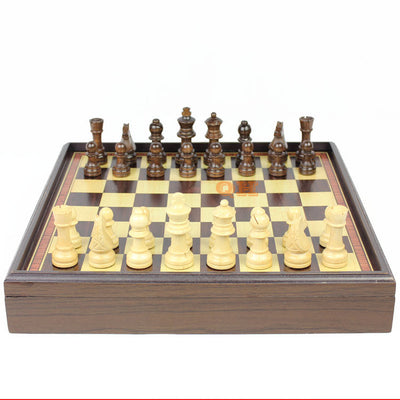 High quality wooden table chess set with felt bottom and storage for the pieces