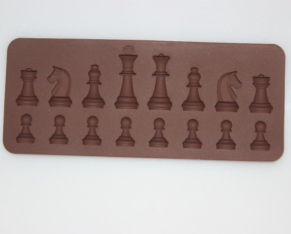 15-Cavity Chess Shaped Ice Chocolate Sugar Cake Silicone Mini Cube Tray  Chess