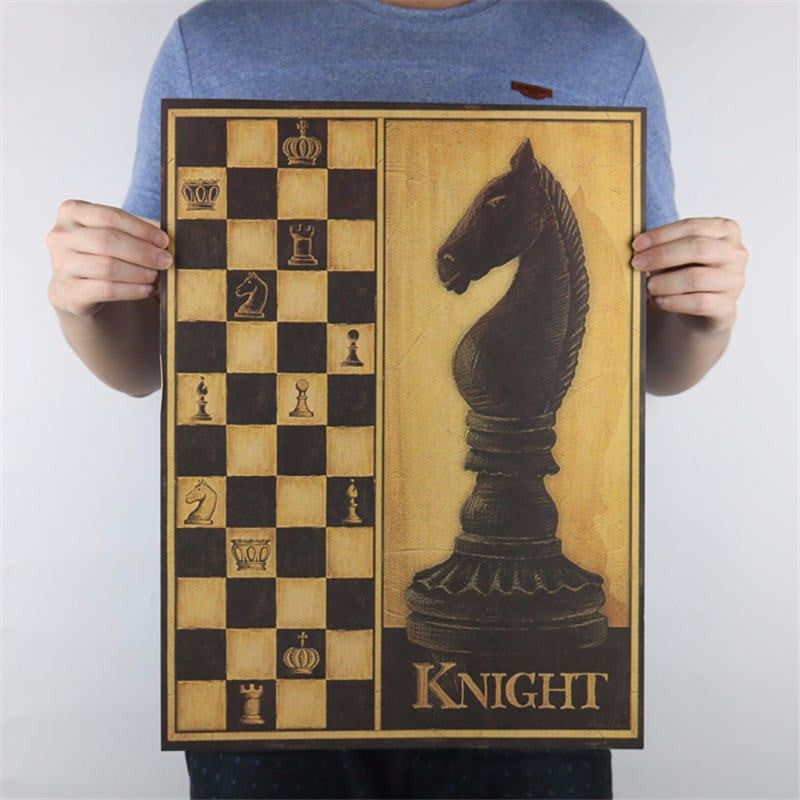Vintage chess kraft paper retro wall sticker art