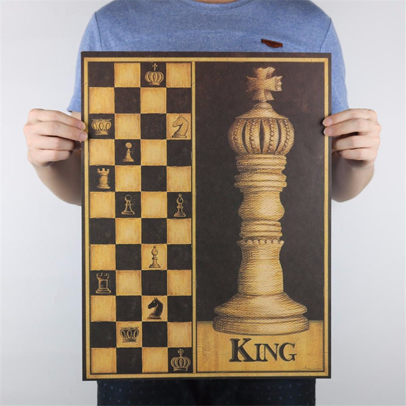 Vintage chess kraft paper retro wall sticker art