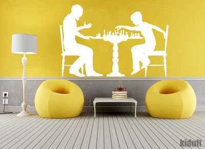 Dad and Son playing chess Wall Sticker