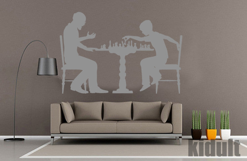 Dad and Son playing chess Wall Sticker