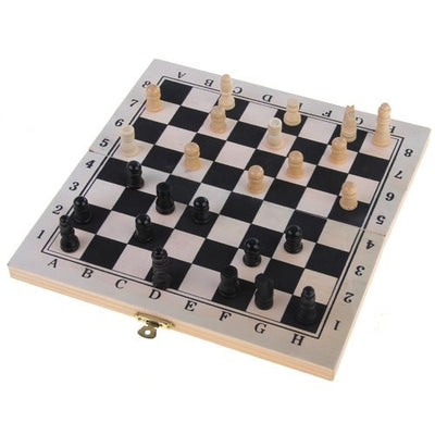 Foldable Wooden Chessboard Travel Chess Set with Lock and Hinges