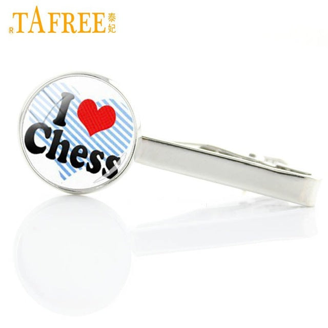 Vintage I Love chess tie clip / pin dress acessories