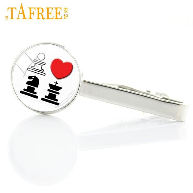 Vintage I Love chess tie clip / pin dress acessories